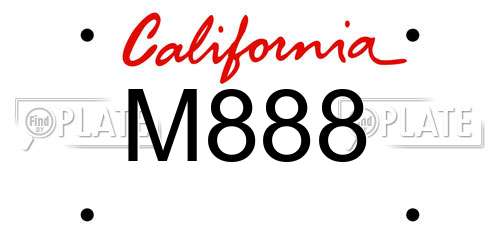 M888 California License Plate