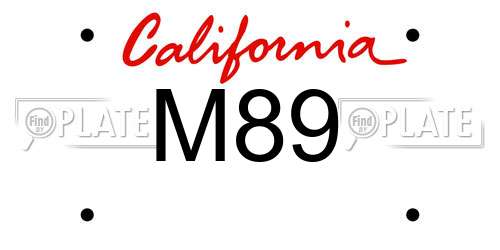 M89 California License Plate