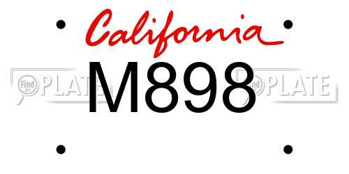 M898 California License Plate
