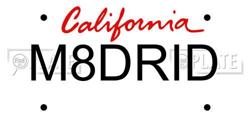 M8DRID California License Plate