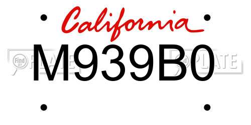 M939B0 California License Plate