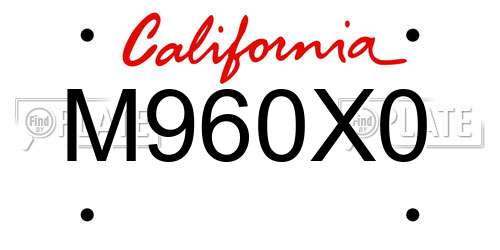 M960X0 California License Plate