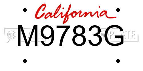 M9783G California License Plate