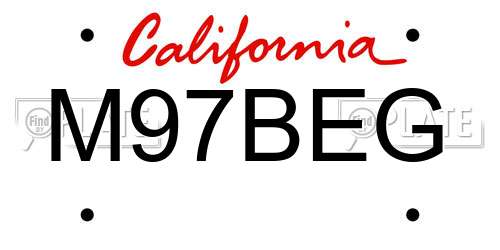 M97BEG California License Plate