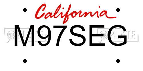 M97SEG California License Plate