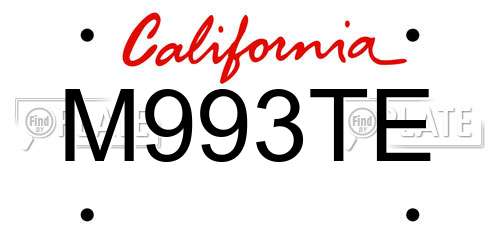 M993TE California License Plate