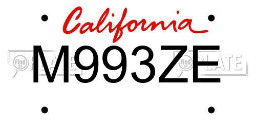 M993ZE California License Plate
