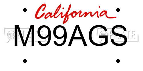 M99AGS California License Plate