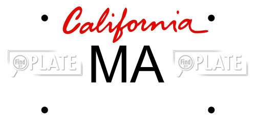 MA California License Plate
