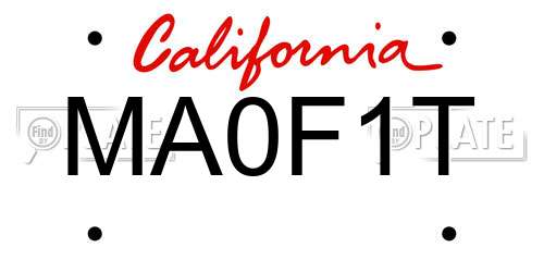 MA0F1T California License Plate