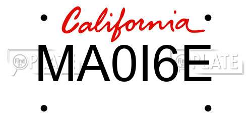 MA0I6E California License Plate
