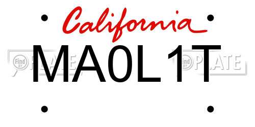 MA0L1T California License Plate
