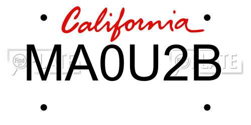 MA0U2B California License Plate
