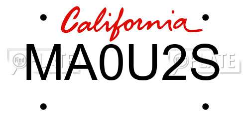 MA0U2S California License Plate