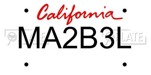 MA2B3L California License Plate