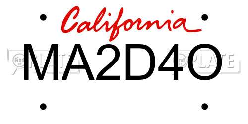 MA2D4O California License Plate