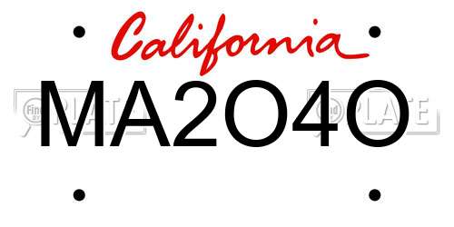 MA2O4O California License Plate