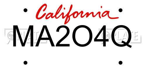 MA2O4Q California License Plate