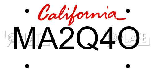 MA2Q4O California License Plate