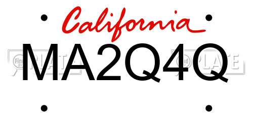 MA2Q4Q California License Plate