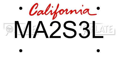 MA2S3L California License Plate