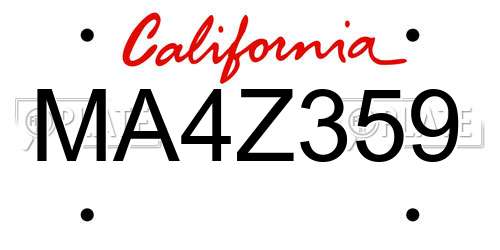 MA4Z359 California License Plate