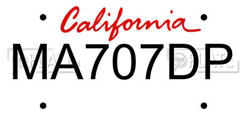 MA707DP California License Plate