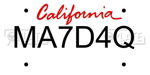 MA7D4Q California License Plate