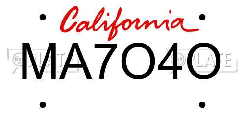 MA7O4O California License Plate
