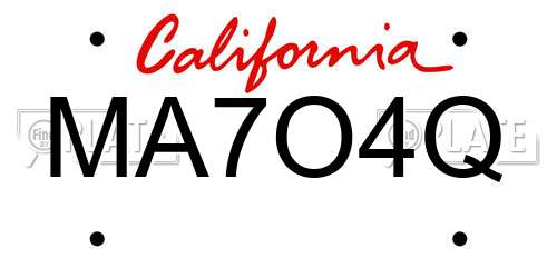 MA7O4Q California License Plate