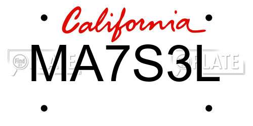 MA7S3L California License Plate