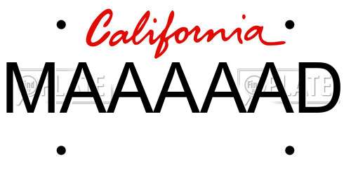 MAAAAAD California License Plate