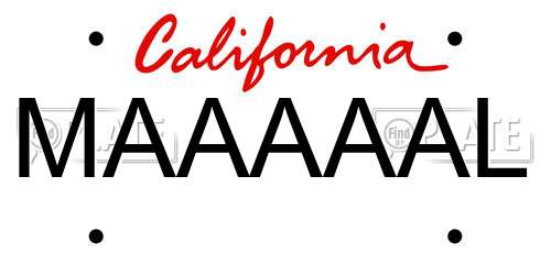 MAAAAAL California License Plate