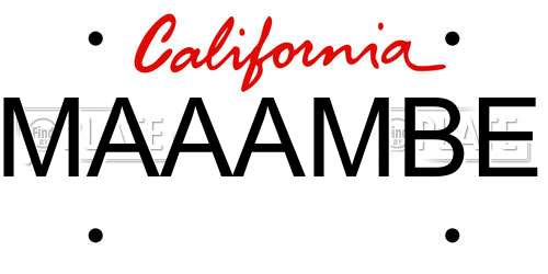 MAAAMBE California License Plate