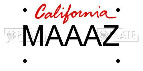 MAAAZ California License Plate