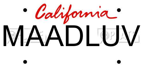 MAADLUV California License Plate