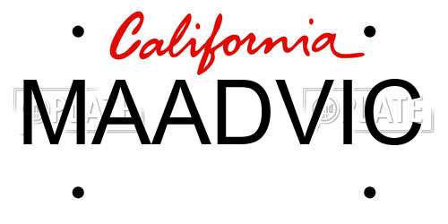 MAADVIC California License Plate