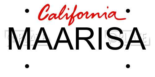 MAARISA California License Plate