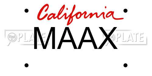 MAAX California License Plate