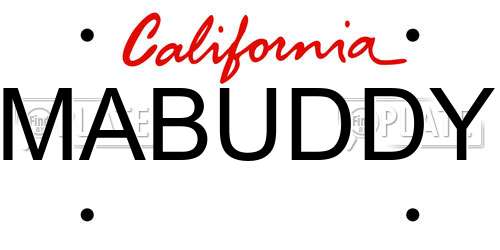 MABUDDY California License Plate