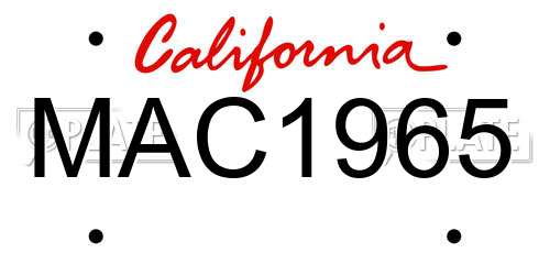 MAC1965 California License Plate
