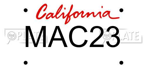 MAC23 California License Plate