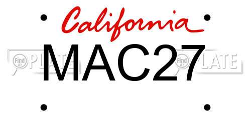 MAC27 California License Plate