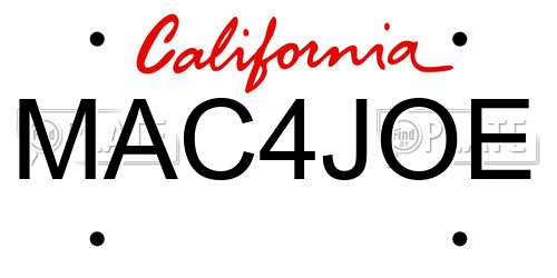 MAC4JOE California License Plate