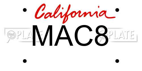 MAC8 California License Plate
