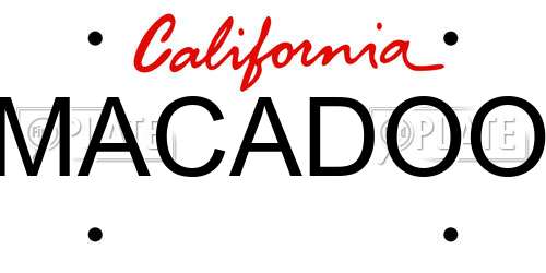 MACADOO California License Plate