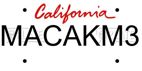 MACAKM3 California License Plate