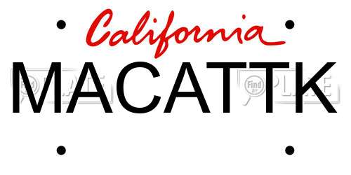 MACATTK California License Plate