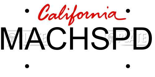 MACHSPD California License Plate