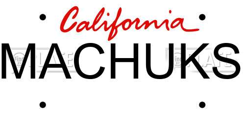 MACHUKS California License Plate